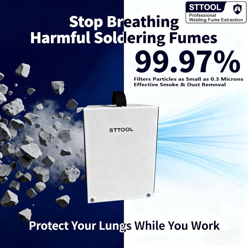 STTOOL Upgraded Solder Fume Extractor, Strong Suction Force Smoke Air Purifier, Solder Smoke Fume Extractor with 4-Layer Filtration, Portable Smoke Absorber Remover & DIY Work Fan for Soldering Station - Image 2